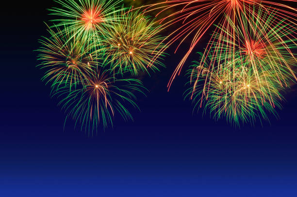 istock Colorful fireworks celebration and the twilight sky background. 1018600318