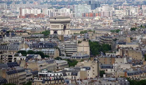 istock Parisian skyline with the Arc 1018600388
