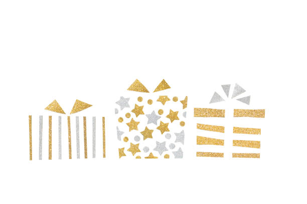 istock Gold and silver glitter gift boxes paper cut on white background 1018615778