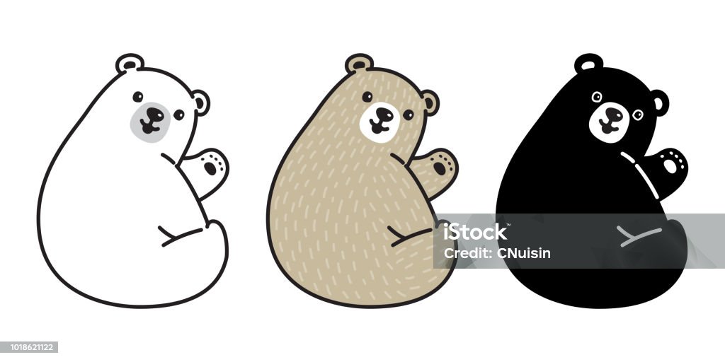 Bear vector Polar Bear icon logo cartoon character illustration smile sitting doodle Bear stock vector