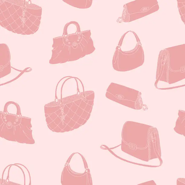 Vector illustration of Bag graphic pink color seamless pattern background sketch illustration vector