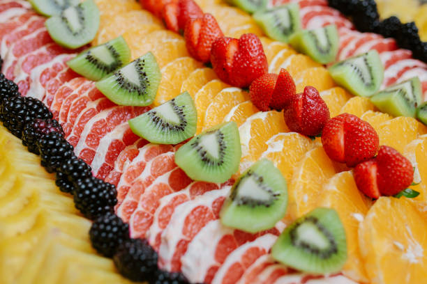 Compositions of colorful fresh fruits. Health concept.