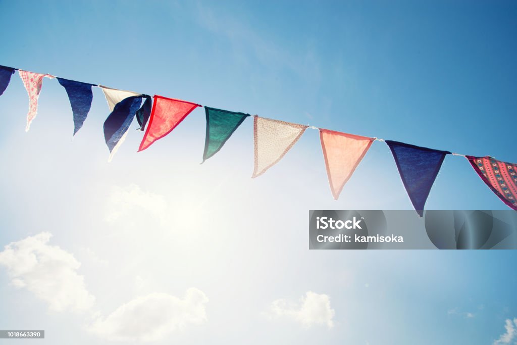 Colorful pennants Summer Stock Photo