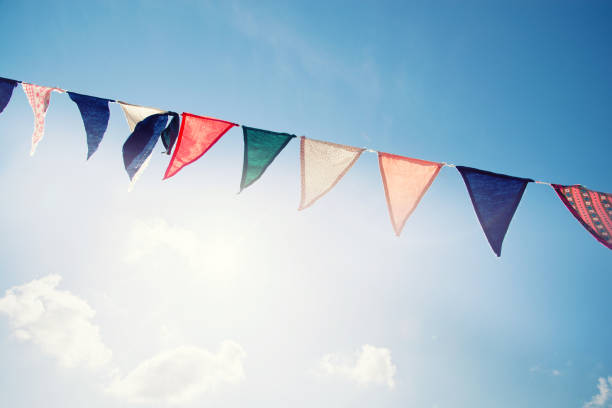 Colorful pennants Colorful pennants carnival celebration event photos stock pictures, royalty-free photos & images
