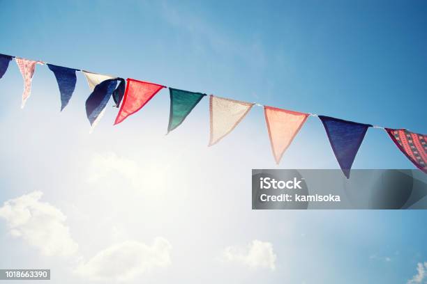 Colorful Pennants Stock Photo - Download Image Now - Summer, Traditional Festival, Party - Social Event