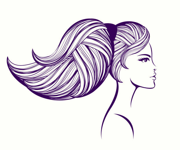 illustrations, cliparts, dessins animés et icônes de illustration de vecteur de salon beauté, de maquillage et de coiffure - girl5