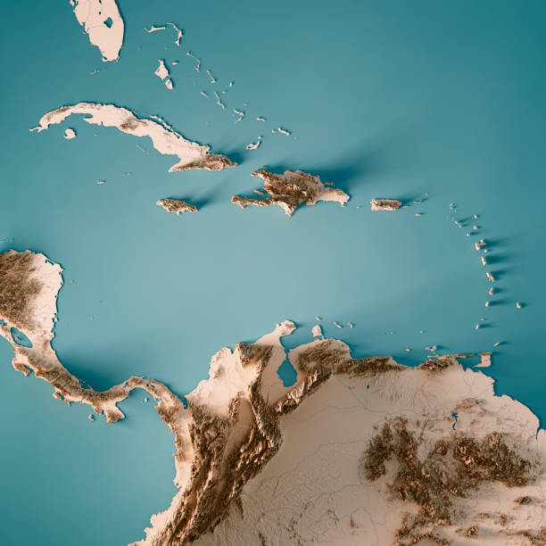 istock Caribbean Sea 3D Render Topographic Map Neutral 1018679760