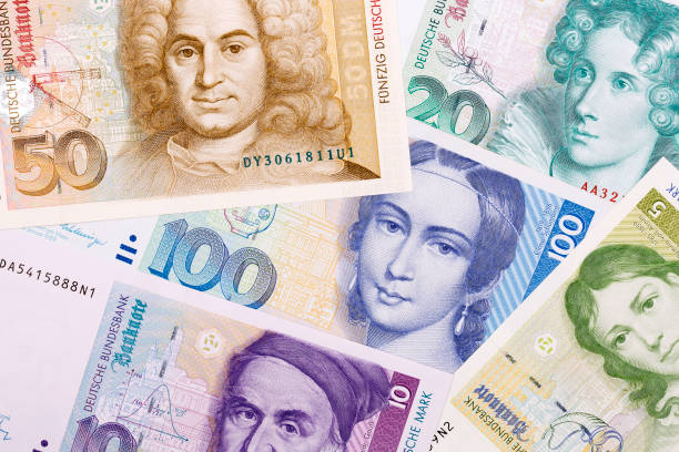 Old money from West Germany, a background Old money from West Germany, a business background german currency stock pictures, royalty-free photos & images