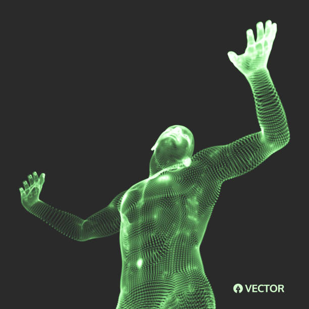 istock Vector man with hand up to stop. Human showing stop gesture. 3D model of man. 3D vector illustration. 1018683330