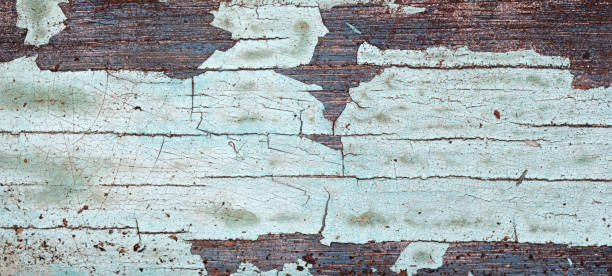 istock Old Wood Texture with Cracked Peeling Paint, Grunge Background 1018688868