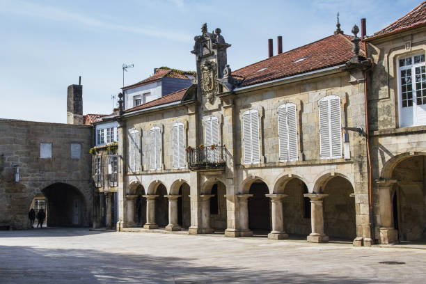 Facade of Mugartegui stately house on Pedreira square in Pontevedra city