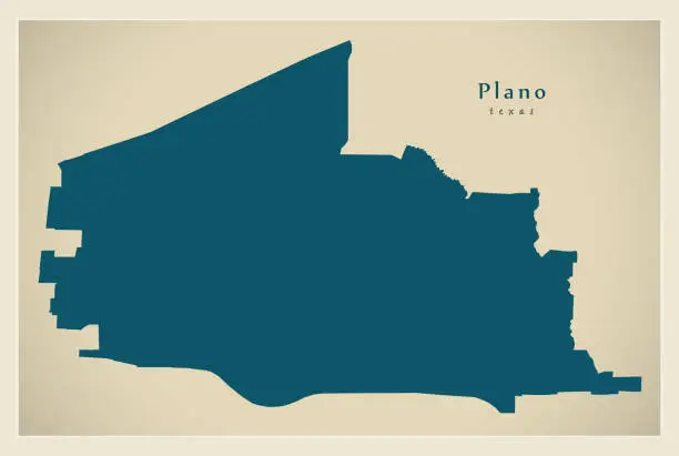 Vector illustration of Modern Map - Plano Texas city of the USA