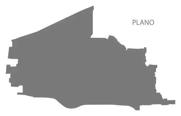 Vector illustration of Plano Texas city map grey illustration silhouette shape