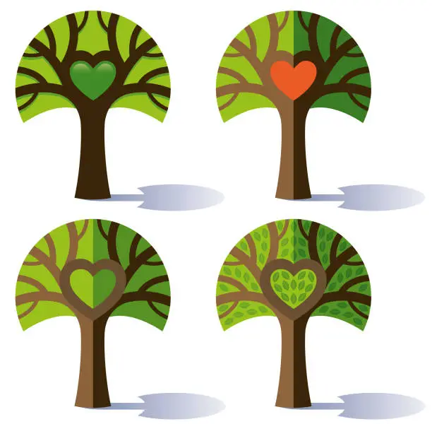 Vector illustration of Tree theme variations illustration
