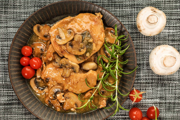 istock Braised pork chop with mushrooms. 1018707302