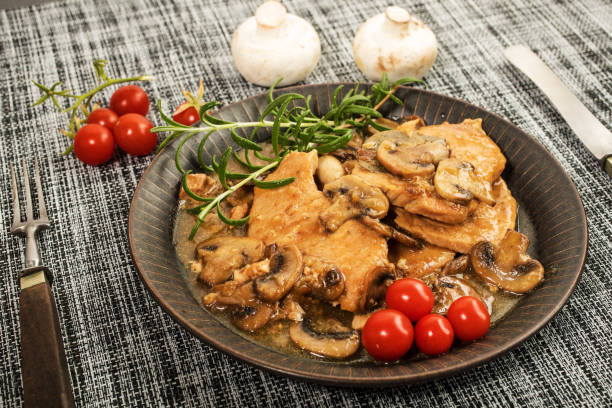 istock Braised pork chop with mushrooms. 1018707368