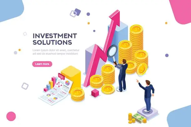 Vector illustration of Investments Analysis Concept Vector