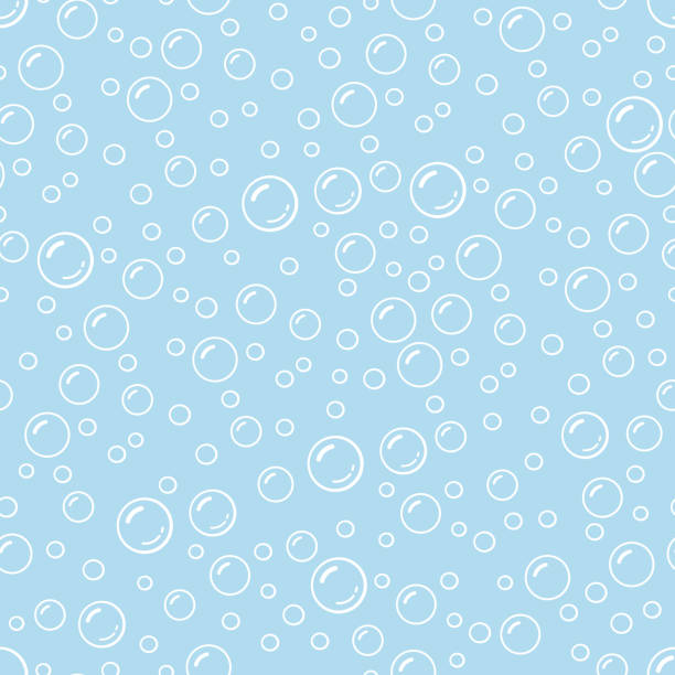 ilustrações, clipart, desenhos animados e ícones de desenho animado bolhas na água limpa azul, padrão sem emenda, vetor - bubble seamless pattern backgrounds