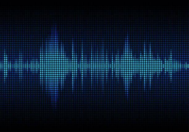 fale dźwiękowe oscylujące światło świecące, abstrakcyjne tło technologii - sound wave audio stock illustrations