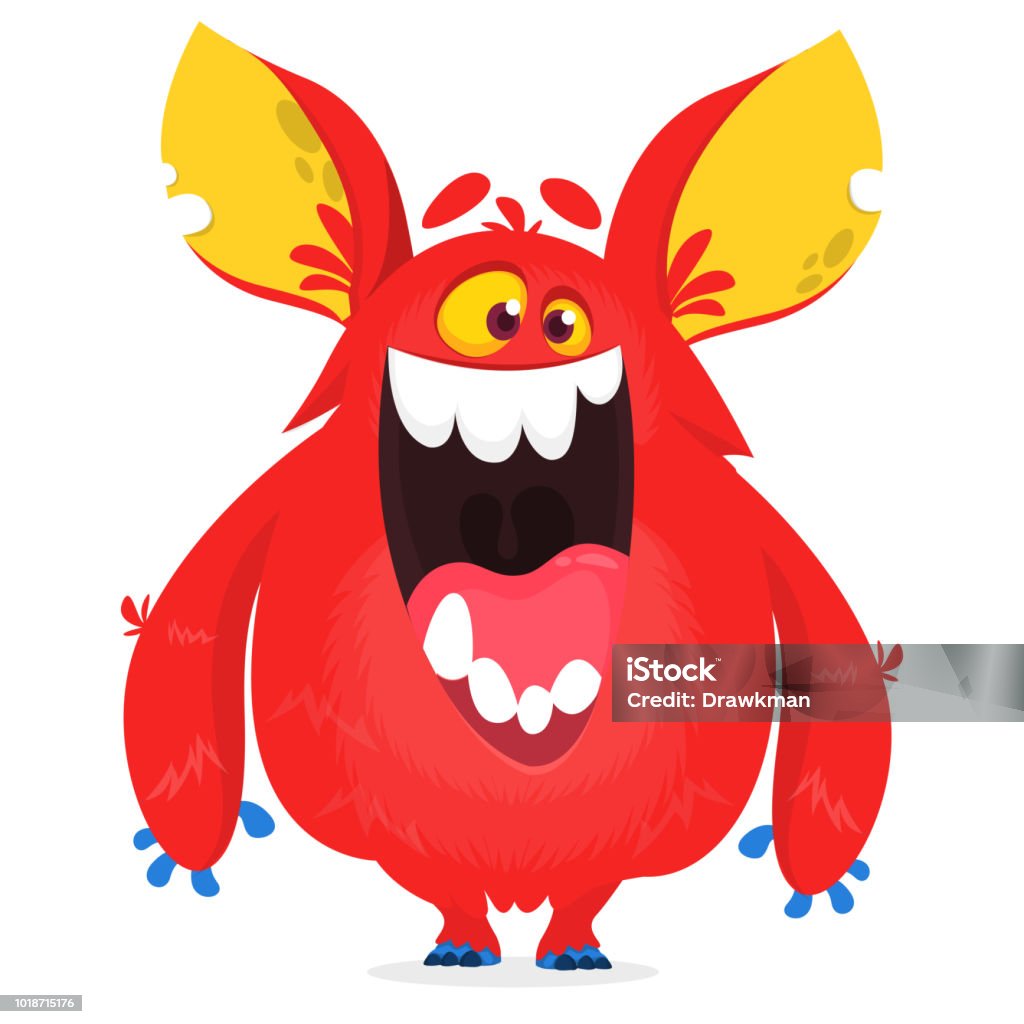 Cartoon Red Monster Character With Big Ears Monster Troll Illustration  Stock Illustration - Download Image Now - iStock