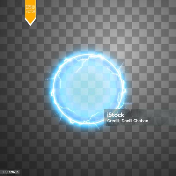 Transparent Light Effect Of Electric Ball Lightning Magic Plasma Ball Stock Illustration - Download Image Now