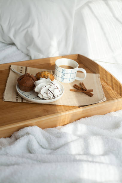 istock Service in hotel, breakfast in bed. 1018731302