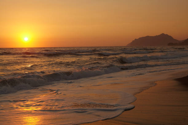 istock Beautiful sunset on the beach in Europe 1018736150