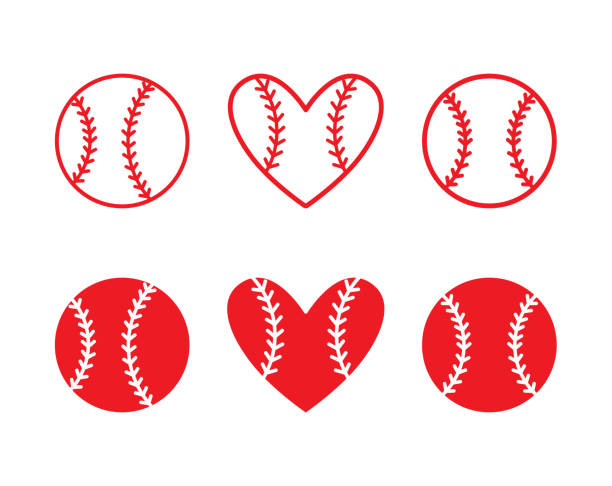 ilustrações, clipart, desenhos animados e ícones de conjunto de bolas de beisebol. projeto de estrutura de tópicos. ilustração em vetor. - softball seam baseball sport