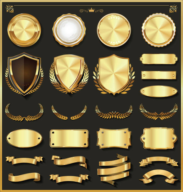 贅沢なゴールドとシルバーのデザイン要素のコレクション - 銀色 イラスト点のイラスト素材／クリップアート素材／マンガ素材／アイコン素材