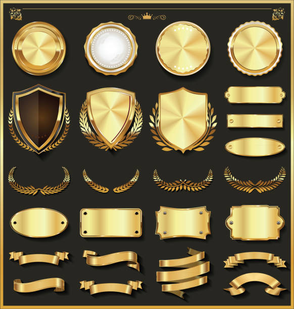 ilustrações de stock, clip art, desenhos animados e ícones de luxury gold and silver design elements collection - gold medal medal gold medallion