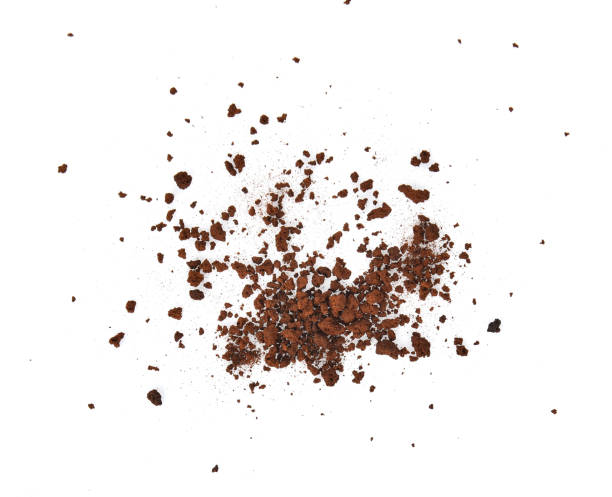 Top view of fresh coffee powder on white background