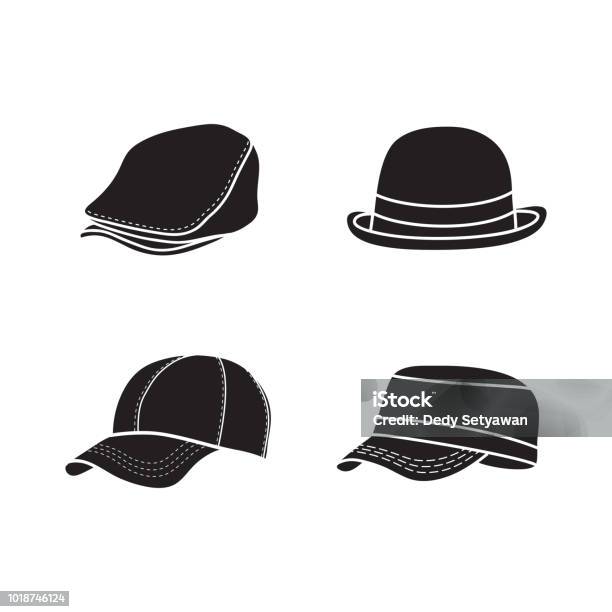 Silhouette Hat Vector Simple Cap Icon Design Stock Illustration - Download Image Now - Adult, Art Product, Back