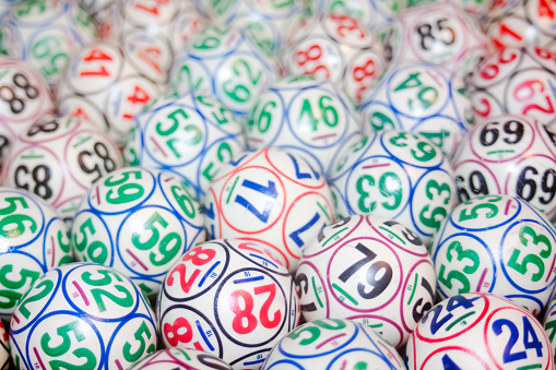 Lottery, bingo balls. Selective focus, full frame view suitable for background purposes..