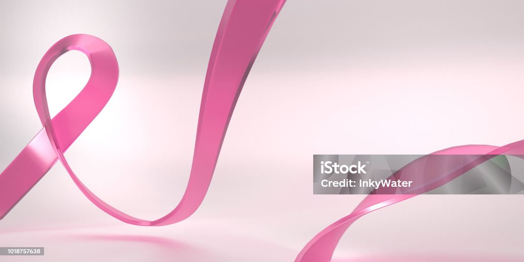 Pink glass ribbon. Breast cancer awareness month Pink glass ribbon on white background. Breast cancer awareness month Backgrounds Stock Photo