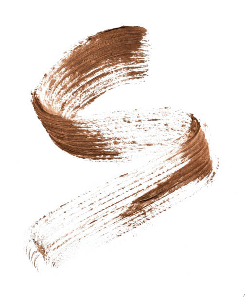 brown color mascara brush stroke - foundation paintbrush make up brush femininity imagens e fotografias de stock
