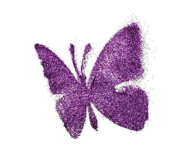 Butterfly made of realistic glitter dust on white