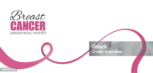 istock Vector Pink silk ribbon. Breast cancer awareness month. Banner template 1018761214