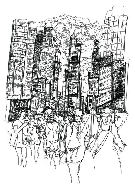 뉴욕 타임스 스퀘어의 - times square billboard stock illustrations