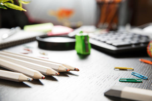 istock School and office supplies on office table 1018764032
