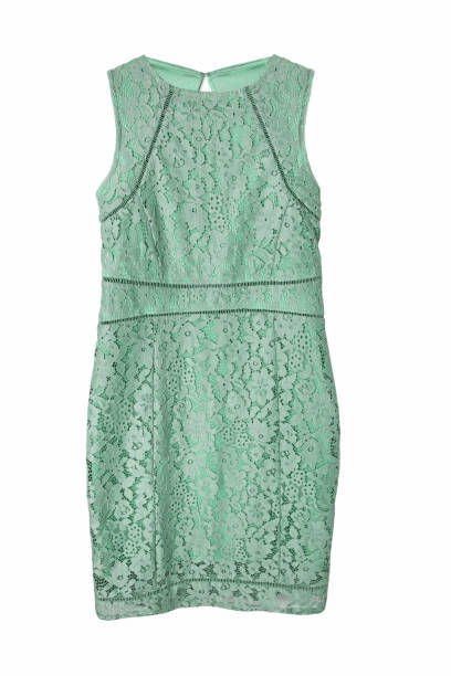 istock Green lace dress isolated on white background 1018764054