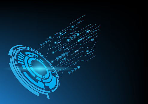 Abstract Blue Computer Technology Background With Circle Tech And ...