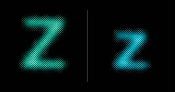 Vector illustration of Capital and lower case letter Z (Neon half tone set)