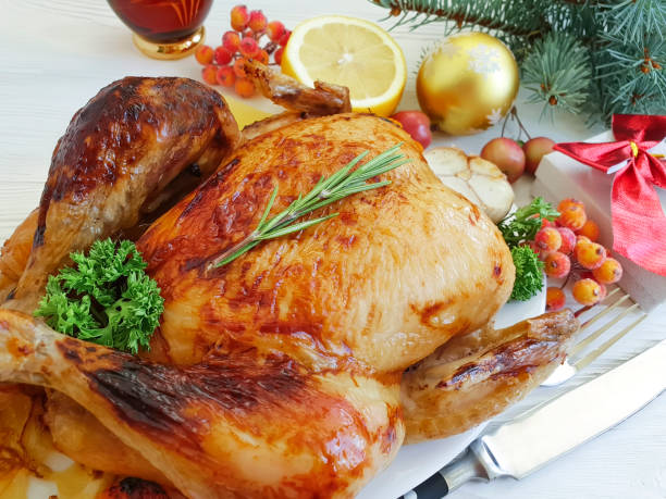 istock chicken fried whole christmas white on a wooden background 1018782810