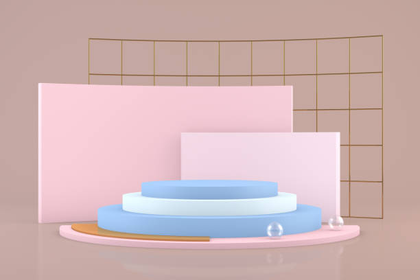istock 3D Geometric Shapes Abstract Minimal Background, Podium Concept, Empty Showcase 1018788218