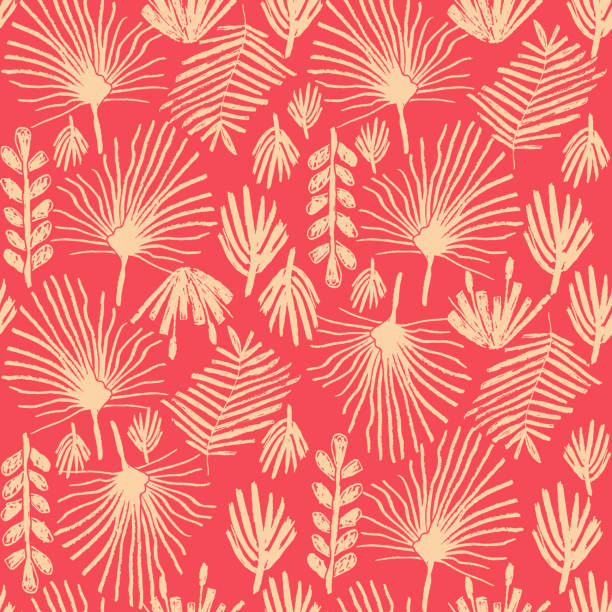 Tropical flower, duotone seamless background - ilustração de arte vetorial