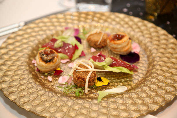 istock a plate of gourmet appetizer served at a wedding function 1018802068