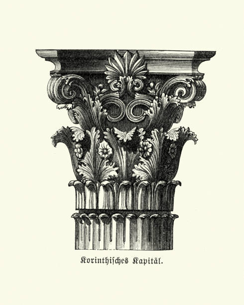 architektura klasyczna, koryncki porządek, stolica kolumny - corinthian stock illustrations