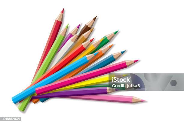 Set Of Colored Pencil Collection Isolated Vector Illustration Colorful Pencils On White Background Stock Illustration - Download Image Now