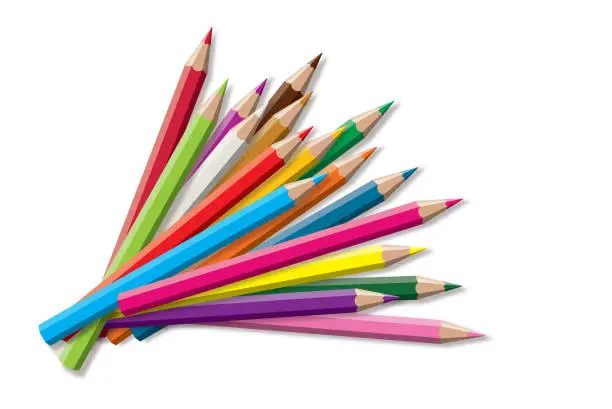 Vector illustration of Set of colored pencil collection -  isolated vector illustration colorful pencils on white background.