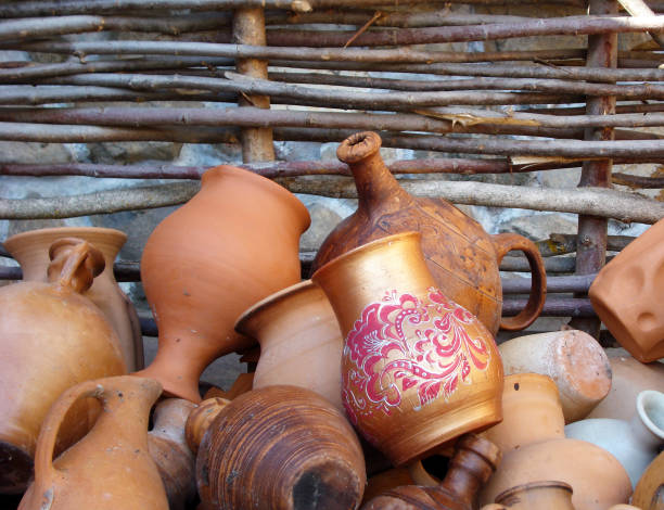 istock Ceramic jugs, vases, mugs, different shapes and sizes. 1018812672